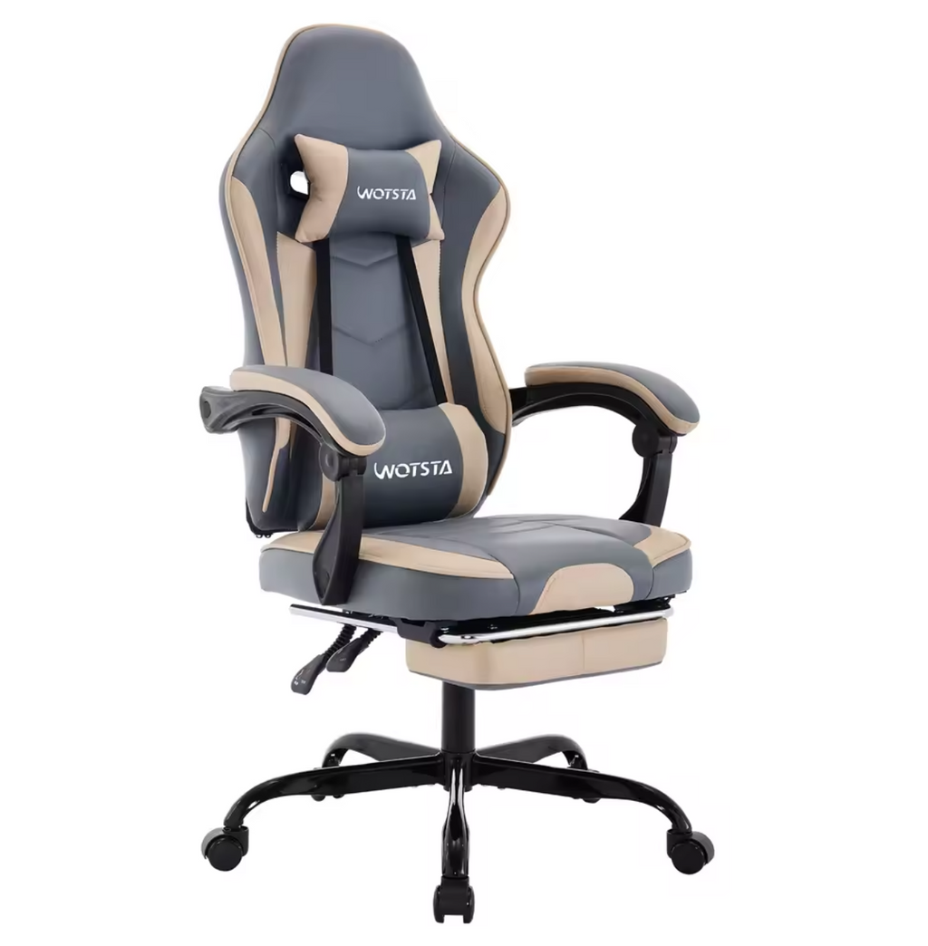 Gamingstuhl Bürostuhl Schreibtischstuhl mit Lendenkissen Lederimitat Ergonomisch