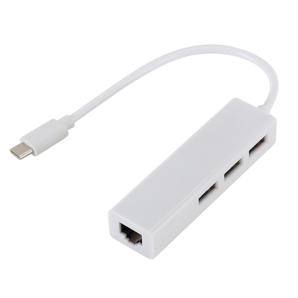 USB C auf 3 x USB A und RJ45 Ethernet Lan Adapter Hub USB-C Netzwerk Kabel Mac