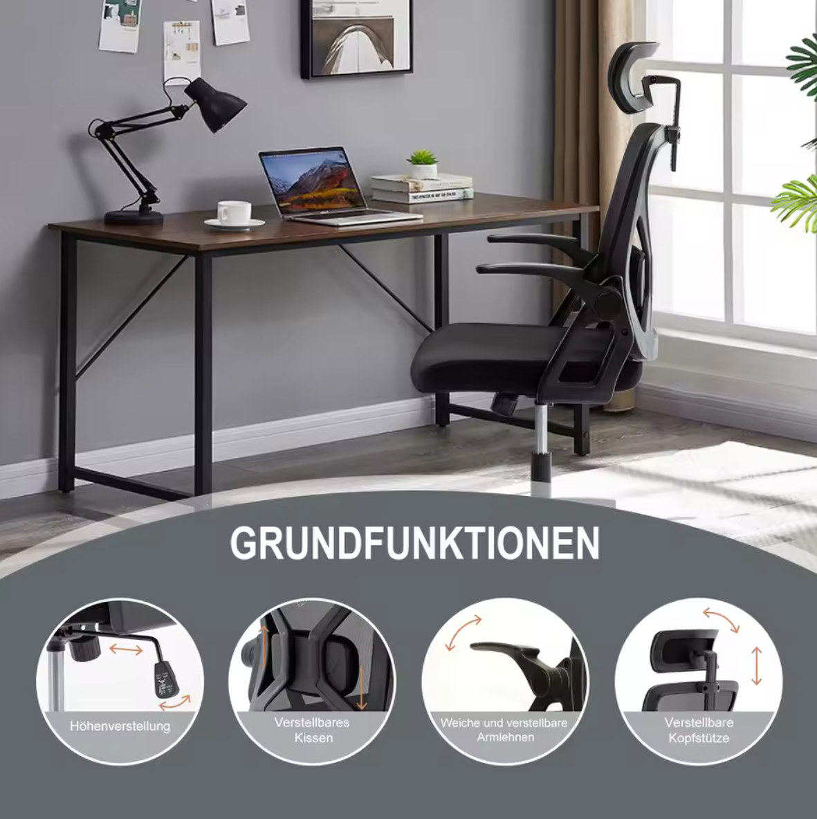Bürostuhl Schreibtischstuhl Gamingstuhl mit Lendenkissen Lederimitat Ergonomisch