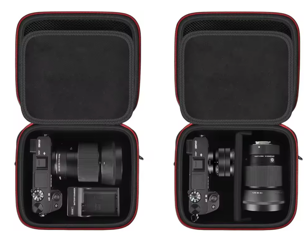 Kameratasche Umhangetasche für Sony A6700 Alpha ZV-E10 mit Objektiv Hartschale