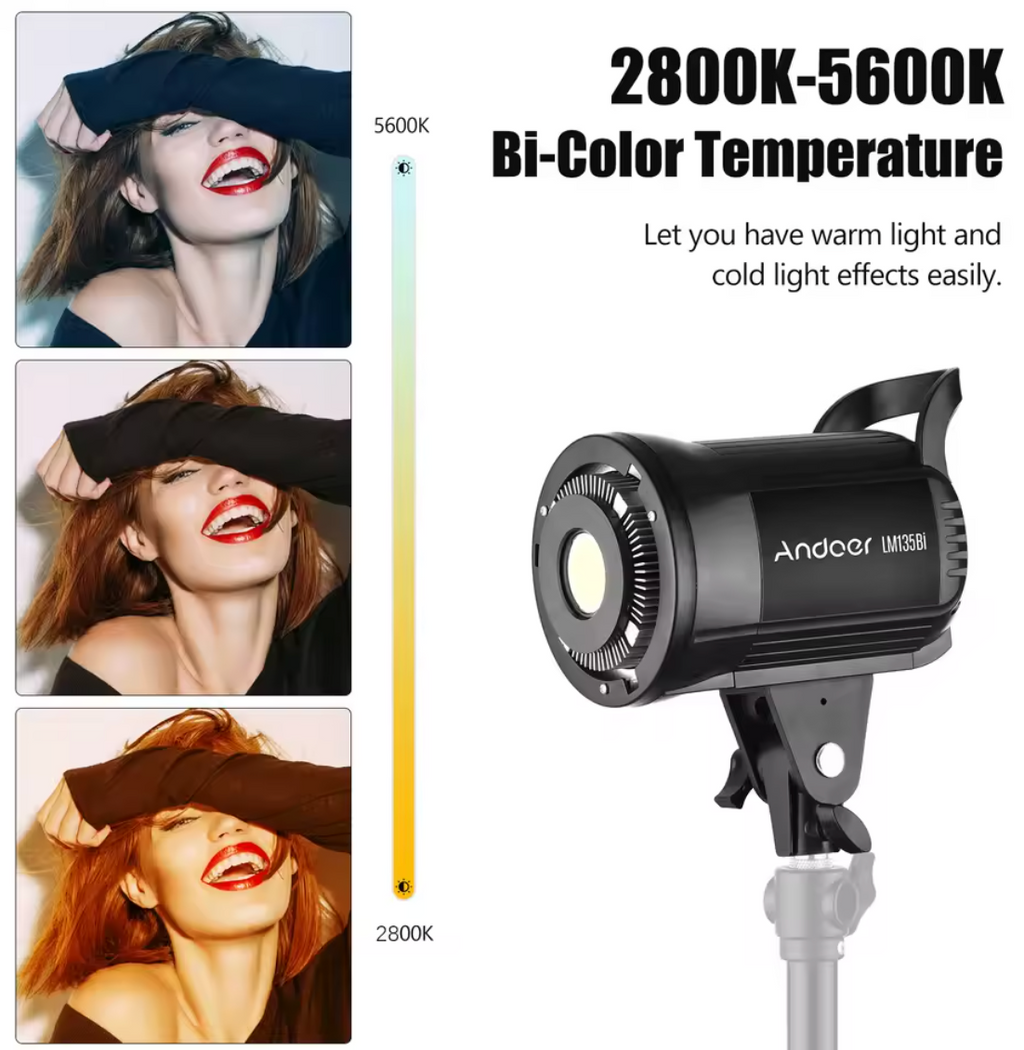 Andoer LM135Bi Fotografie Füllicht LED Stuidolicht Tragbar 135W 2800-5600K