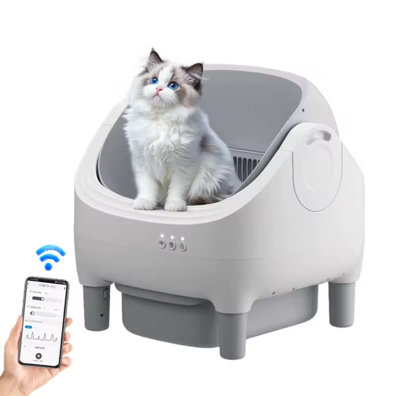DOEL Automatische Katzentoilette Smart Katzenklo Selbstreinigung Offen Beutel