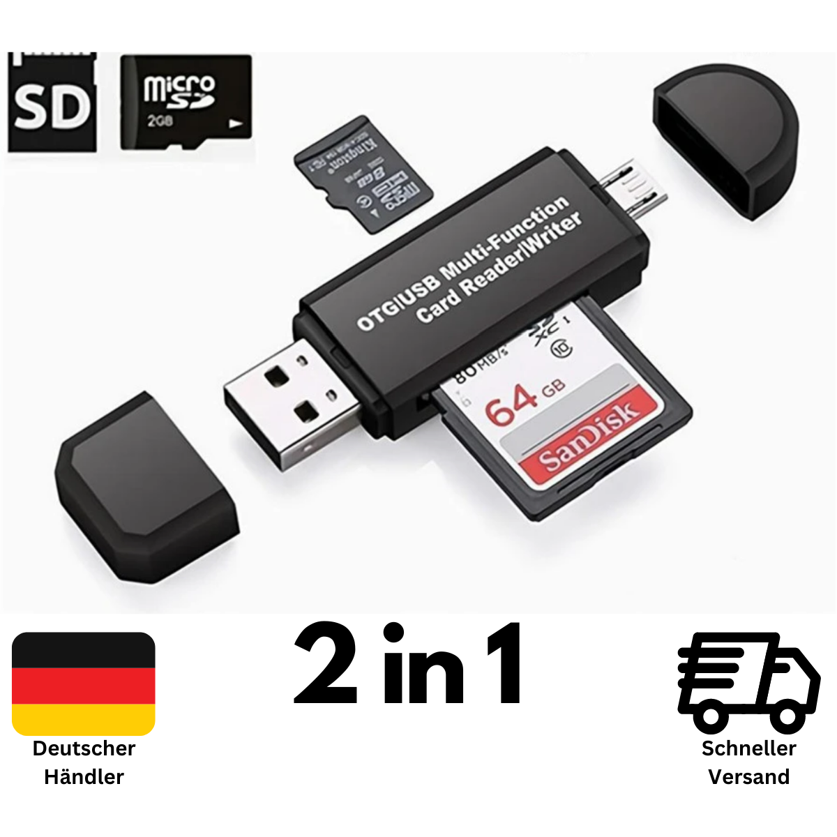 Kartenleser Speicherkartenleser Micro SD Card Reader Micro USB 2.0 OTG Adapter
