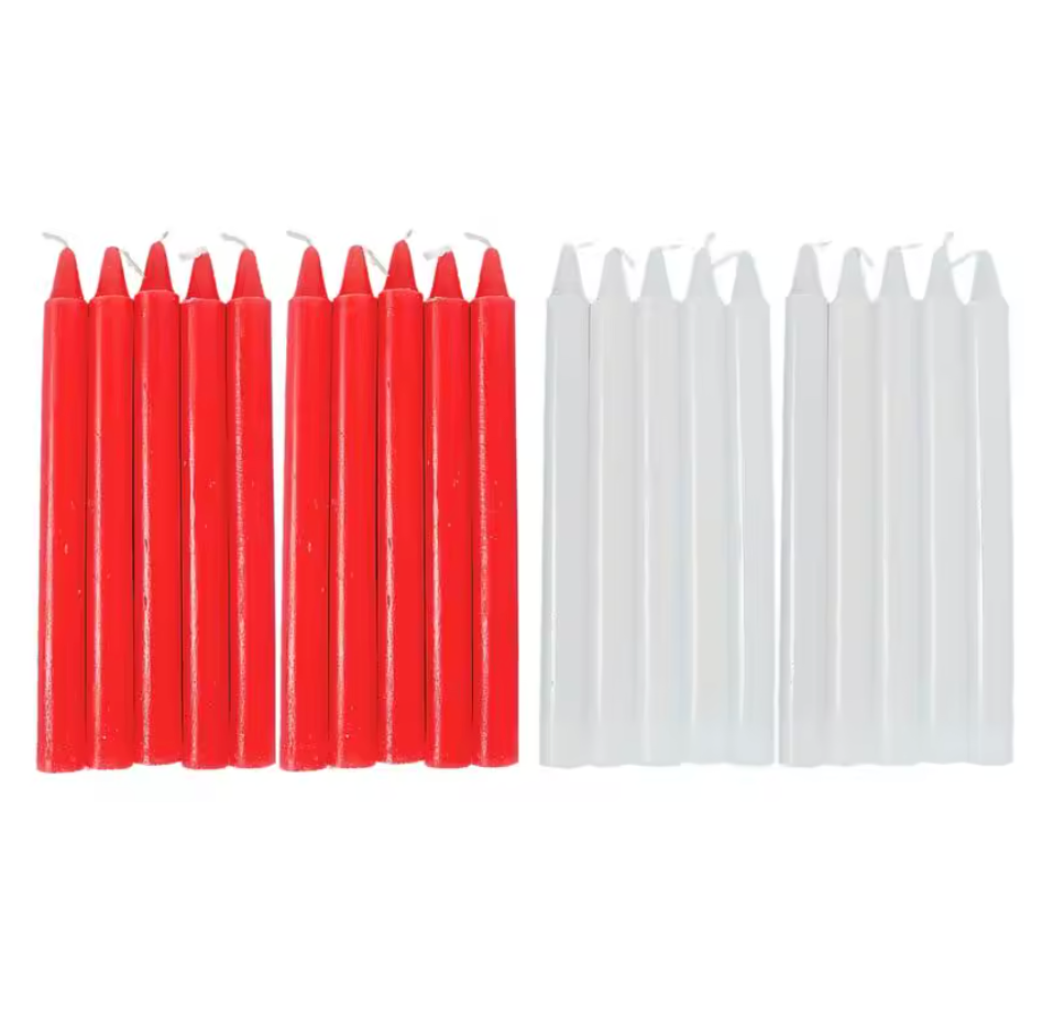 Stabkerze 160 x 12 mm durchgefärbte Kerzen Paraffin Dekoration Rot Weiß
