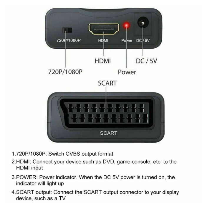 HDMI zu auf Scart Konverter Adapter Wandler Converter 1080P HD TV AV Scaler
