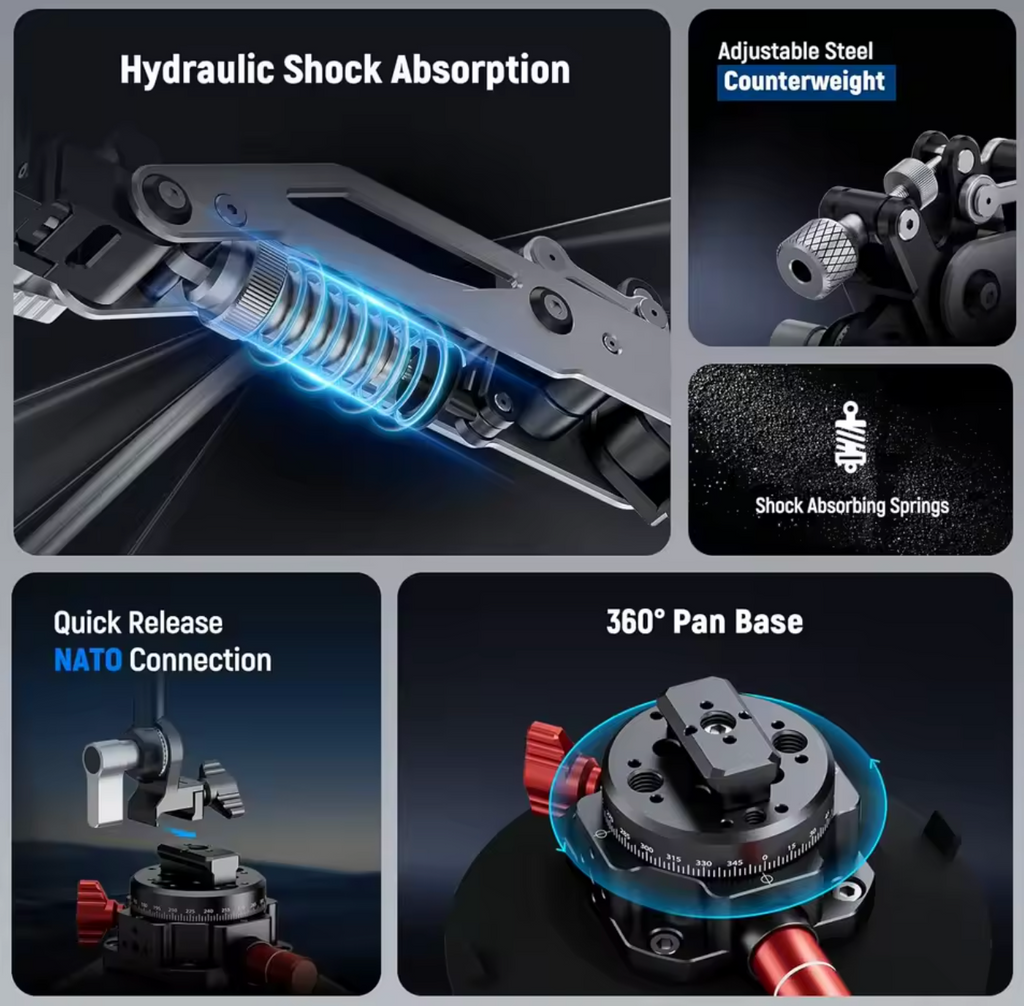 NEEWER Saugnapf Autohalterung Kamerahalterung mit hydraulischen Auslegearm