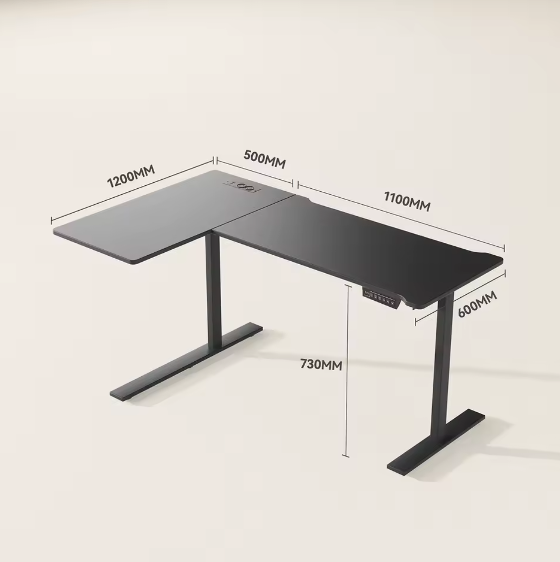 Höhenverstellbarer Eck Schreibtisch Tisch L-Form mit Steckdosen Cupholder