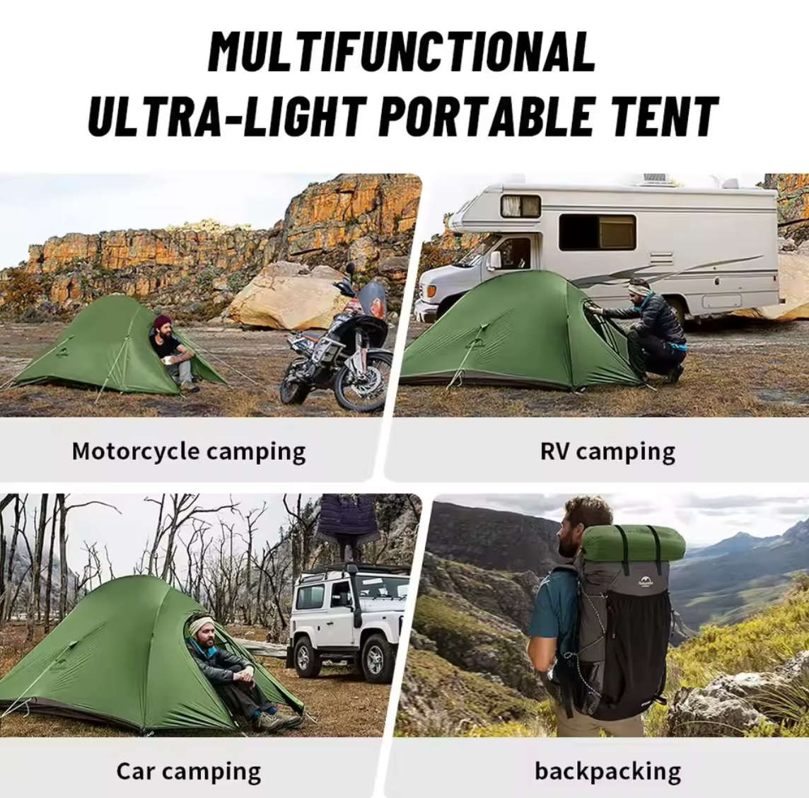 Naturehike Cloud Up 2-Personen-Zelt Doppelzelt Campingzelt Ultraleicht Kompakt