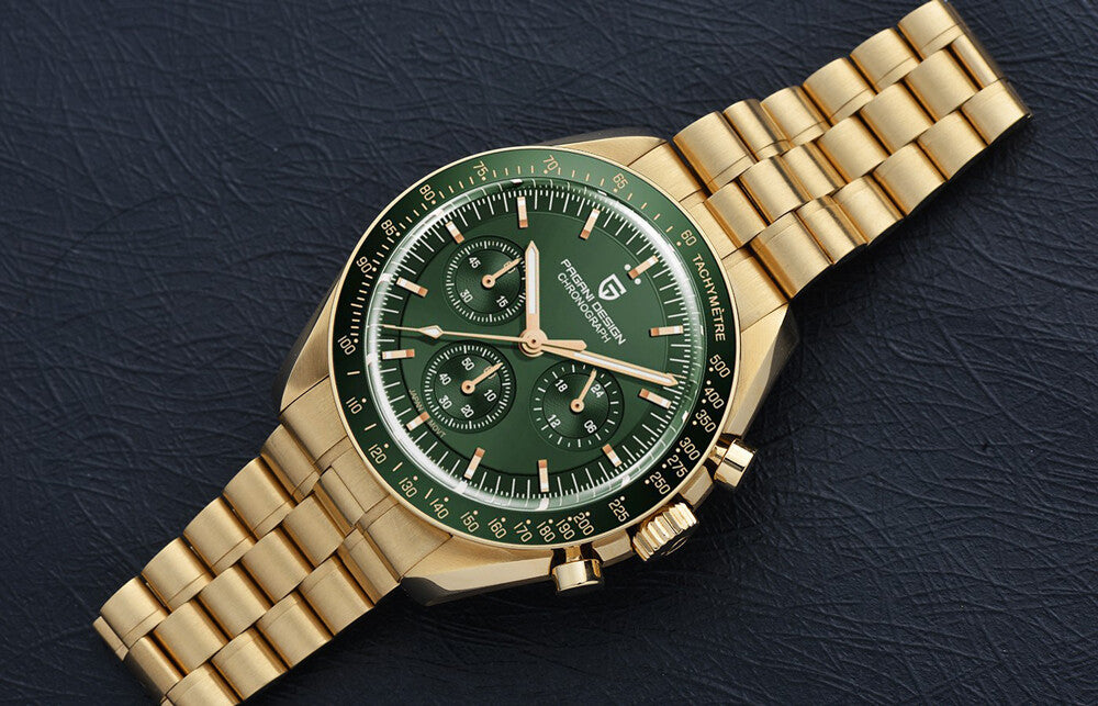 Pagani Desgin PD-1701 Moonwatch Herren Uhr Saphirglas Seiko VK63 Chronometer
