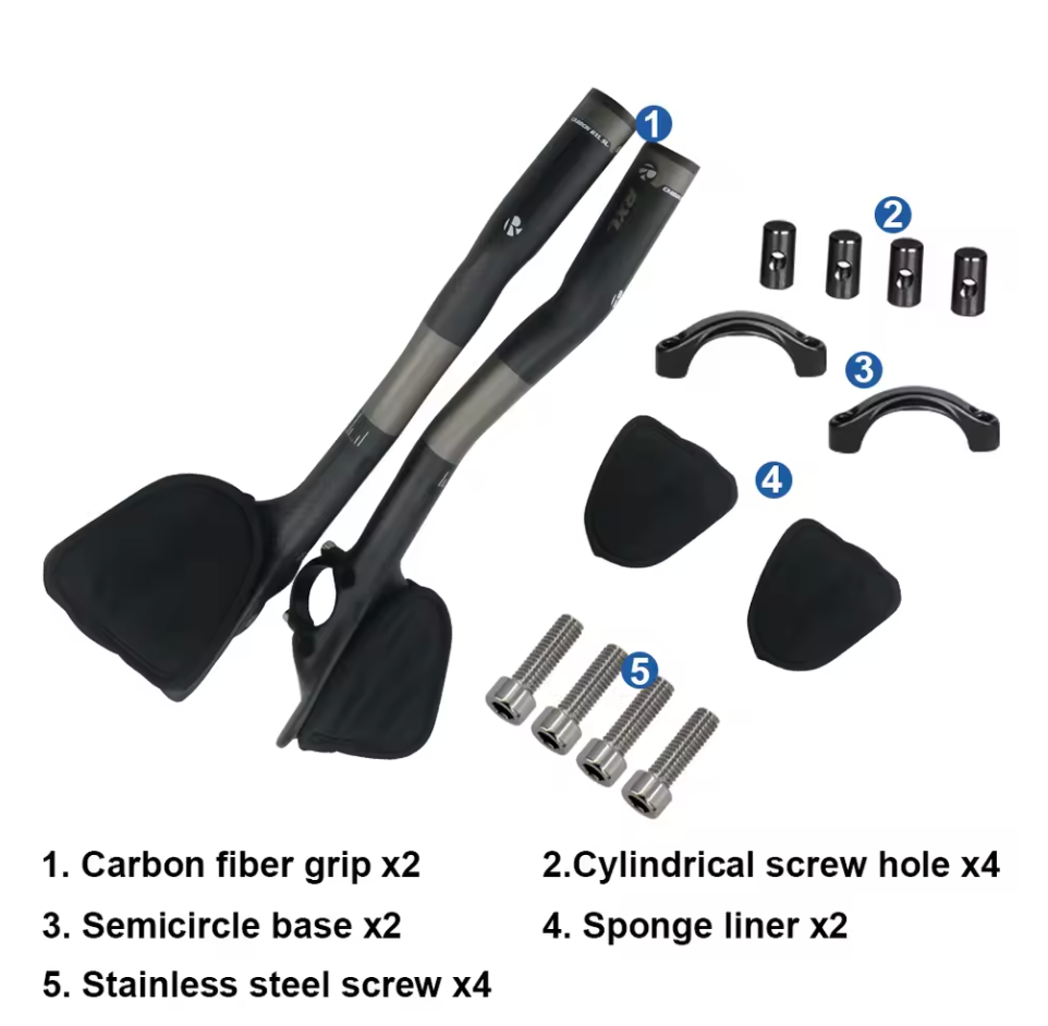 Fahrrad Triathlon Lenkeraufsatz Aerobar Auflieger Armaufleger Carbon Kohlefaser