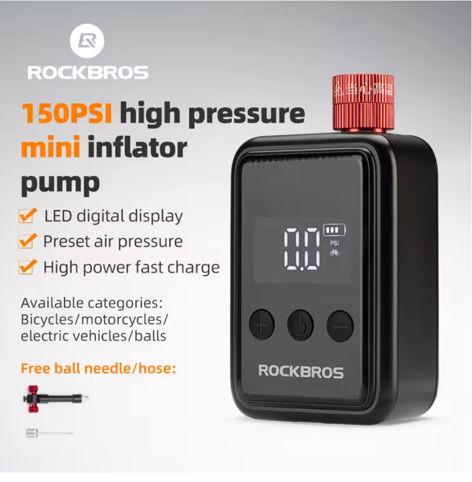 Rockbros Mini Elektrische Luftpumpe 150PSI Akku wiederaufladbar Fahrradpumpe