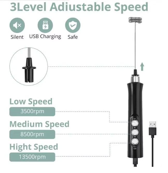 Milchaufschäumer elektrisch Aufschäumer 3-in-1  kabellos USB Aufladung