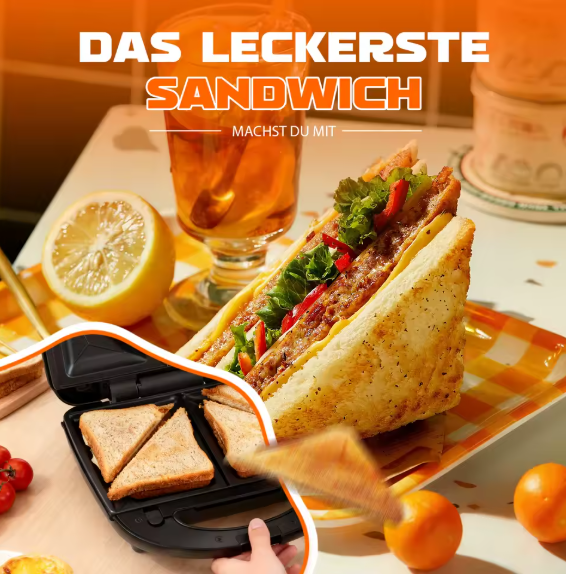 3-in-1 Sandwichmaker Sandwich Toaster Panini Grill Waffeleisen XXL 800 W