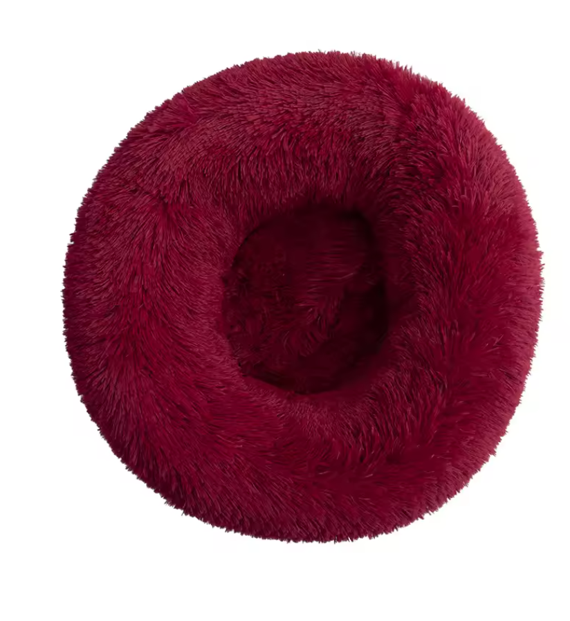 Hundebett Kuschelbett Haustierbett Hundekorb Plüsch Donut Kissen waschbar
