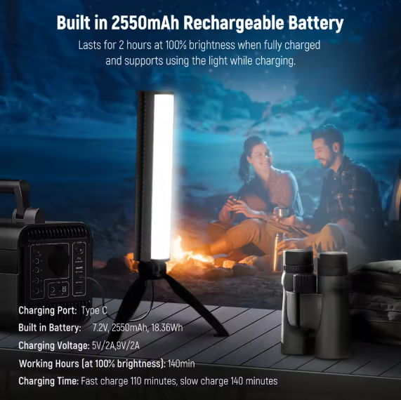 Neewer RGB LED Stablicht Studiolicht 2500-8500K mit Akku Lichtstab Lichteffekte