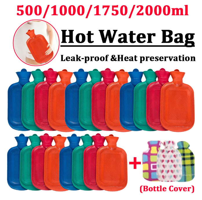 Wärmflasche Heizkissen 1750ml mit Bezug Wärmekissen XXL Bettflasche Heizflasche