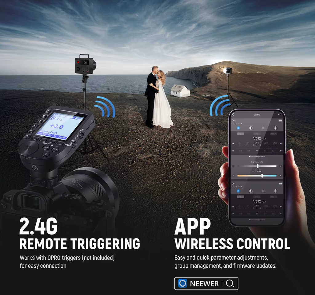 NEEWER Q6 600 Ws 2,4 G TTL Outdoor Blitzgerät Studioblitz mit App-Steuerung