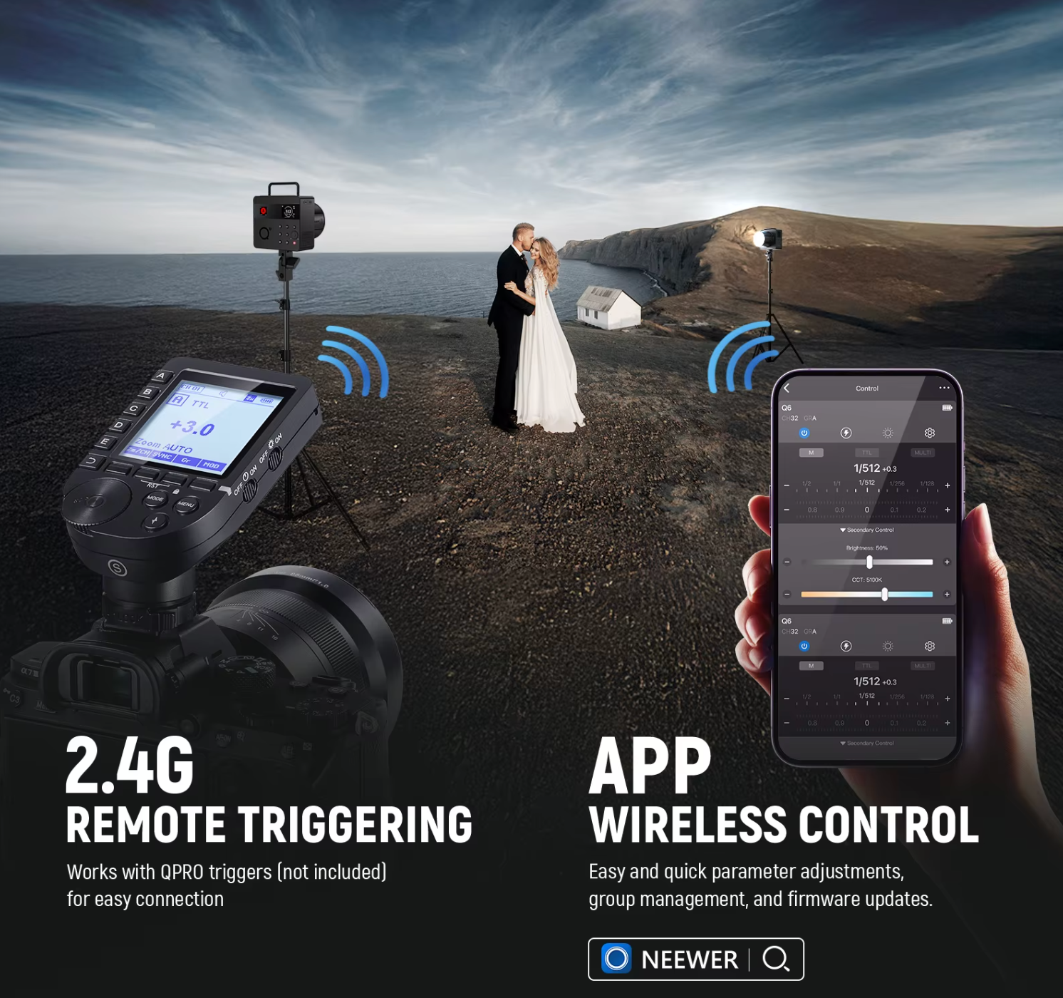 NEEWER Q6 600 Ws 2,4 G TTL Outdoor Blitzgerät Studioblitz mit App-Steuerung