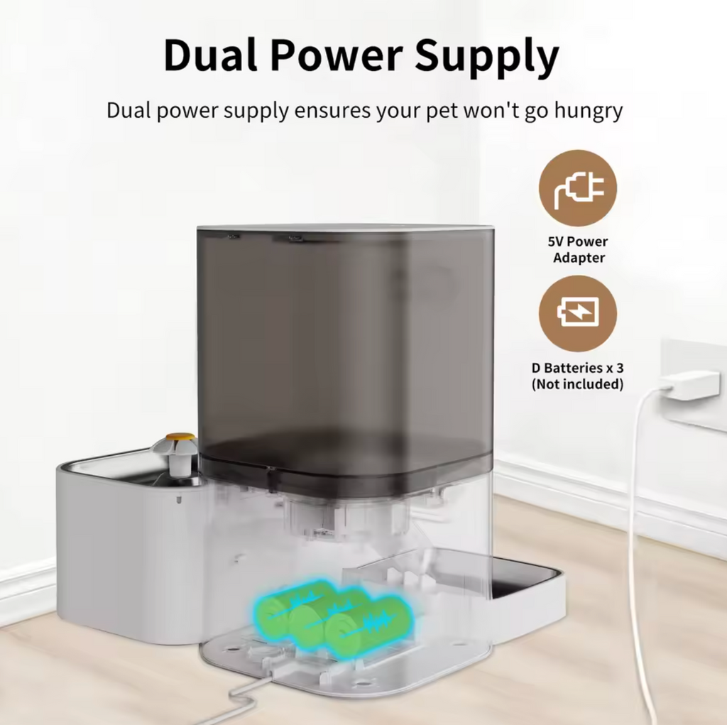 DOEL 2-in-1 Smart Katzenfutterautomat 6L + 2,5L Wasserbrunnen App WiFi Steuerung