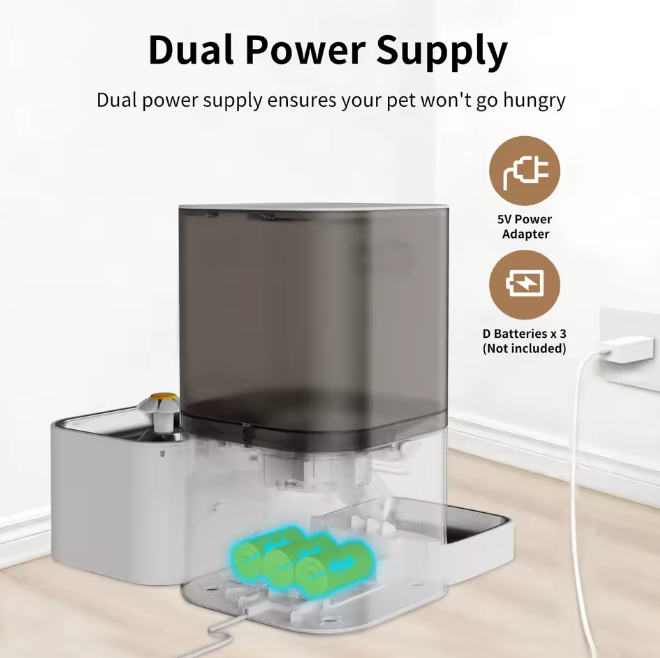 DOEL 2-in-1 Smart Katzenfutterautomat 6L + 2,5L Wasserbrunnen App WiFi Steuerung