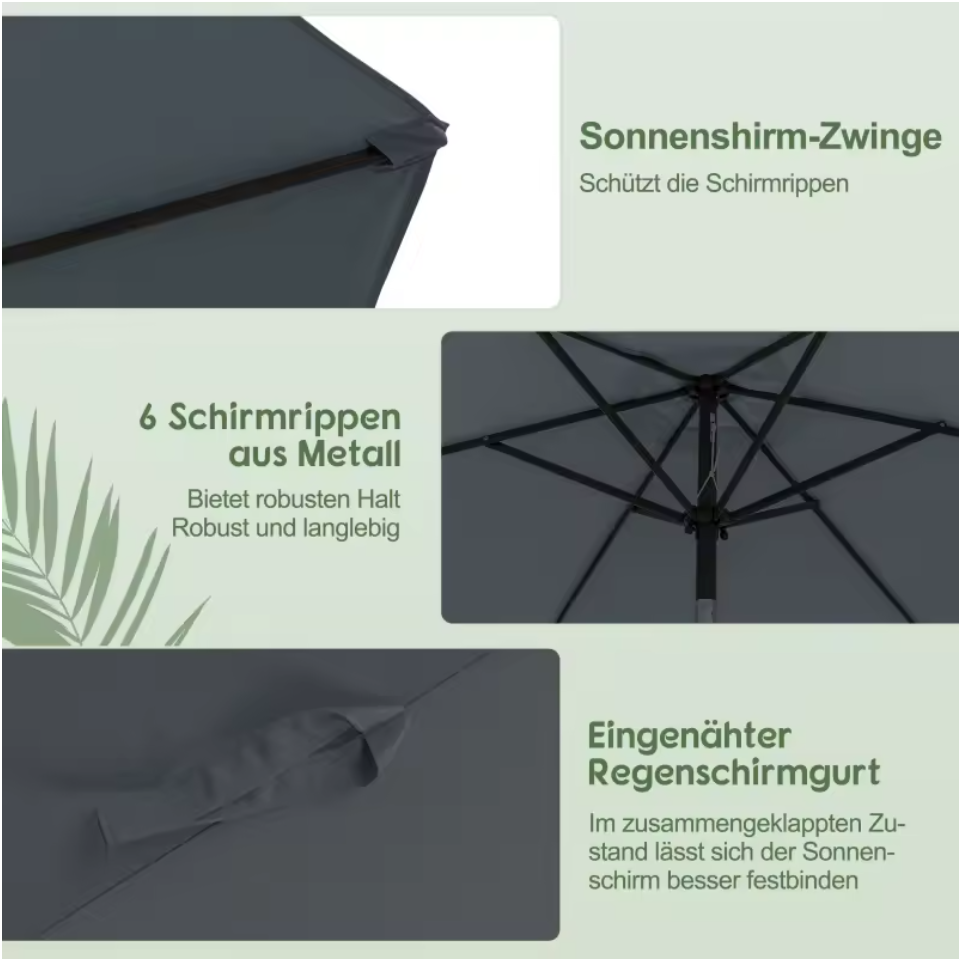 Gartenschirm Sonnenschirm Strandschirm Marktschrim verstellbar mit Kurbel