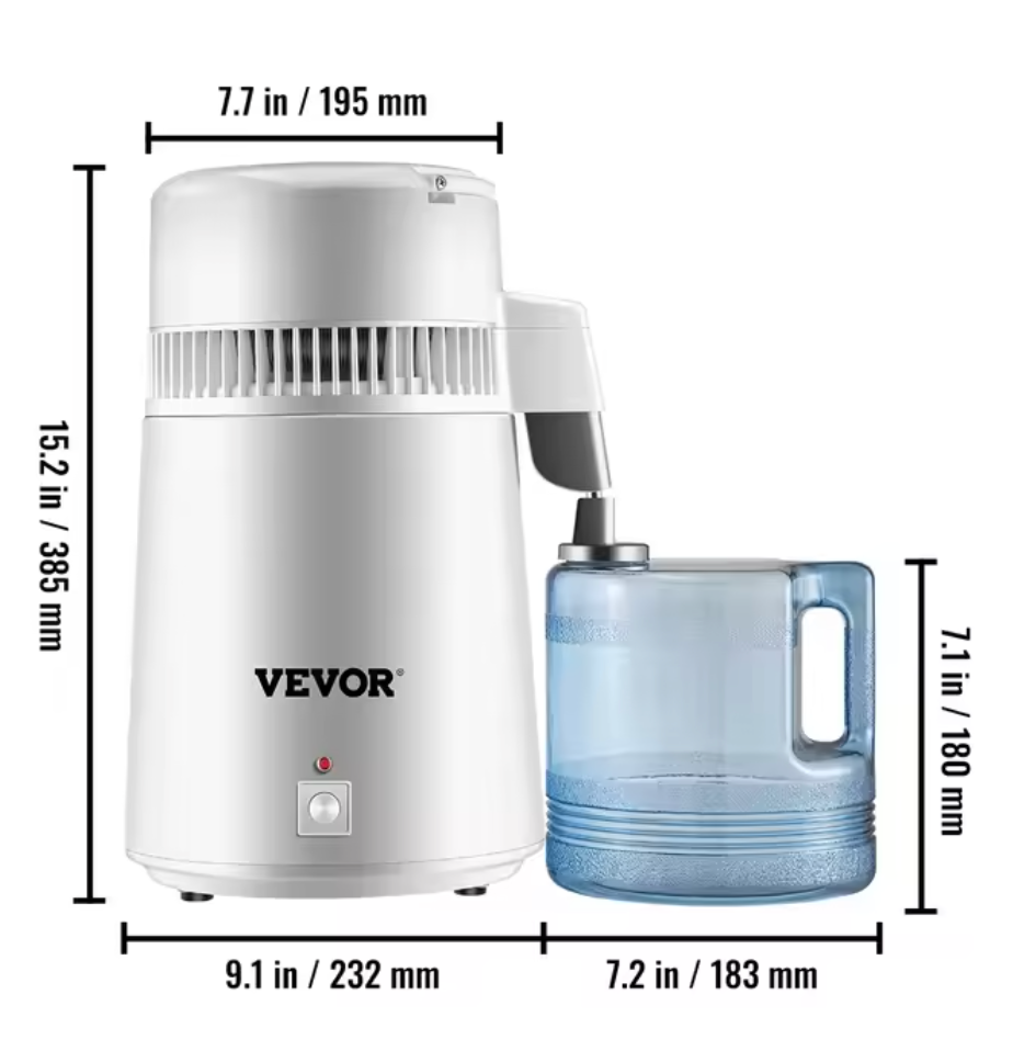 VEVOR 4L Wasserdestillierer Edelstahl 750W Wasserentkalker Destilliergerät