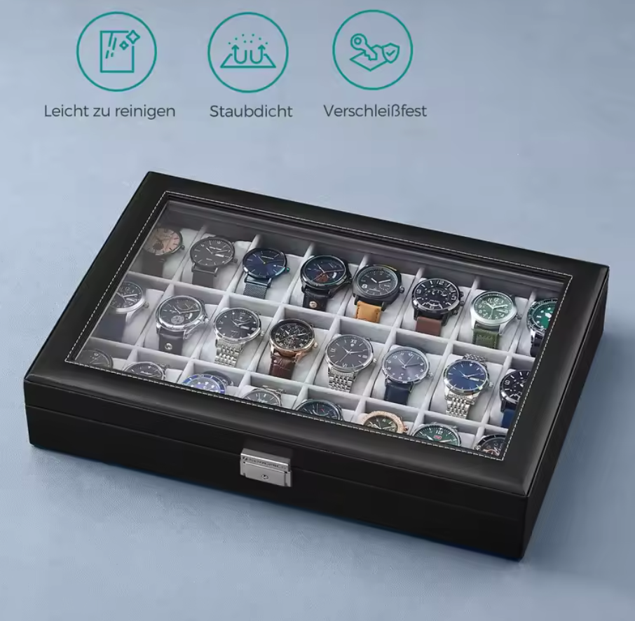 Uhrenbox Uhrenkoffer Uhrenkasten Uhrentruhe Uhrenschatulle Für 10 - 24 Uhren