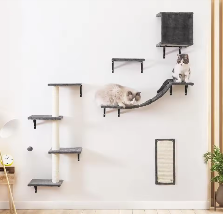 Katzen Kletterwand Set 5-teiliges-Set Wandmontage Kratzbaum Katzenhaus