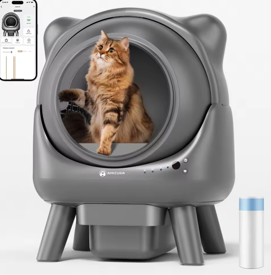 Automatische Katzentoilette Katzenklo Selbstreinigung 60L App Amicura Cura X1