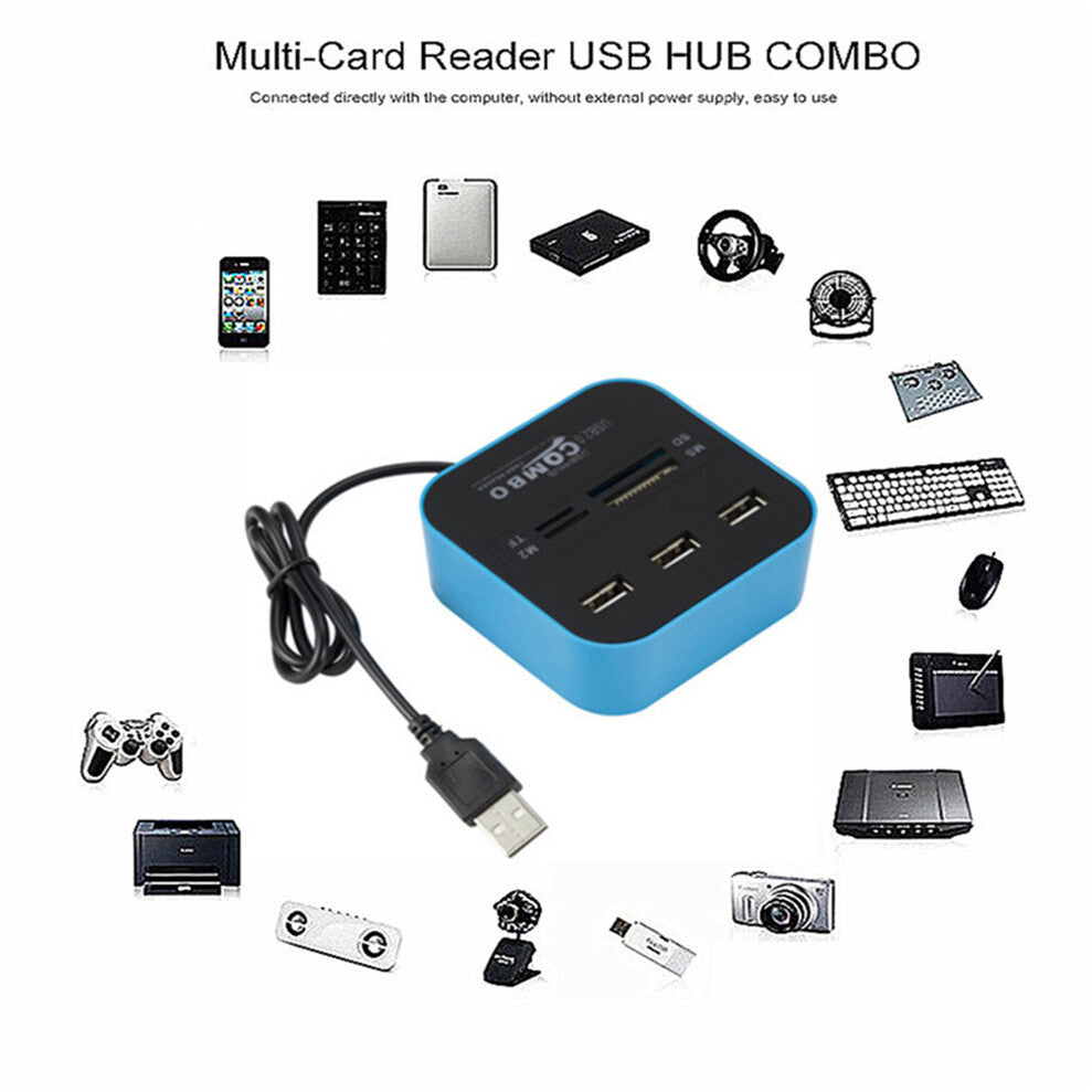High Speed USB 2,0 Hub 3 Port Mit Kartenleser Mini Hub USB Combo ALL In One