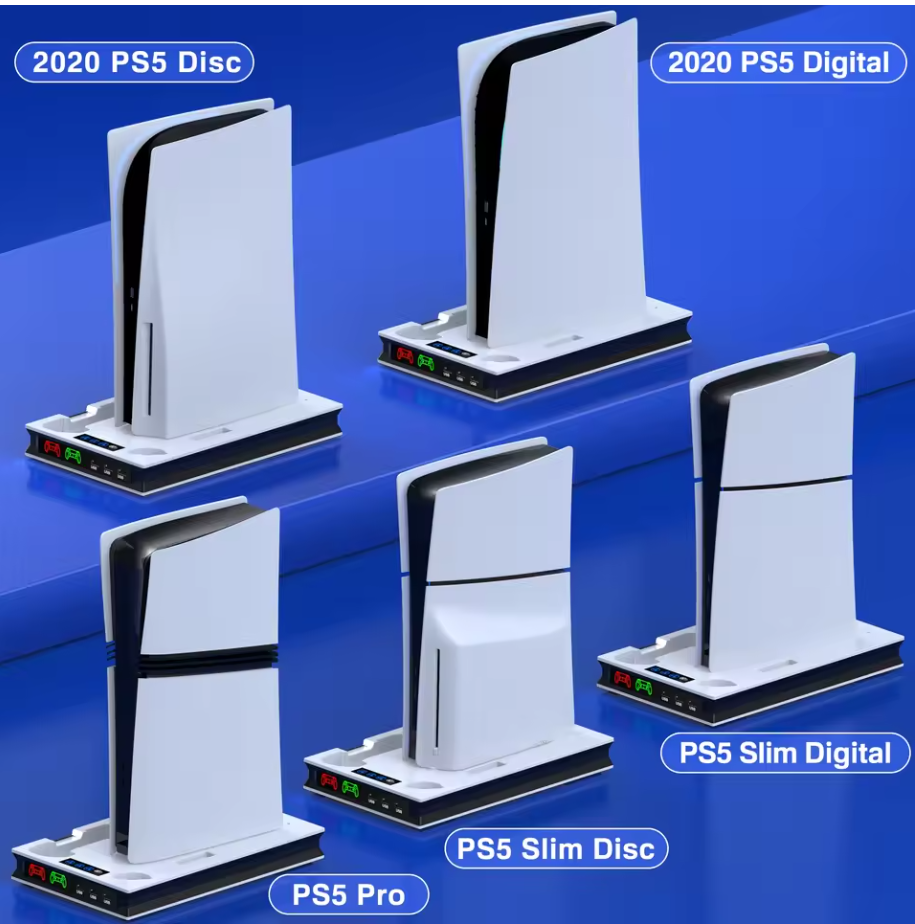 PS5 Pro/Slim Ständer mit Lüfter PS5 Slim Disc & Digital Edition Dock Ladestation