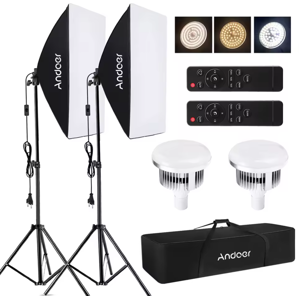 LED Softbox Studiolicht mit Stativ Selfie Lampe Dimmbar Temperatur Einstellbar