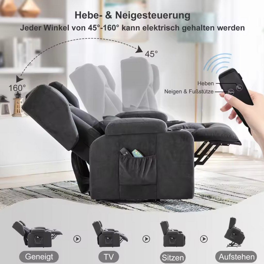 Fernsehsessel Relaxsessel Wohnzimmersessel Masssagesessel mit Stoffoberfläche