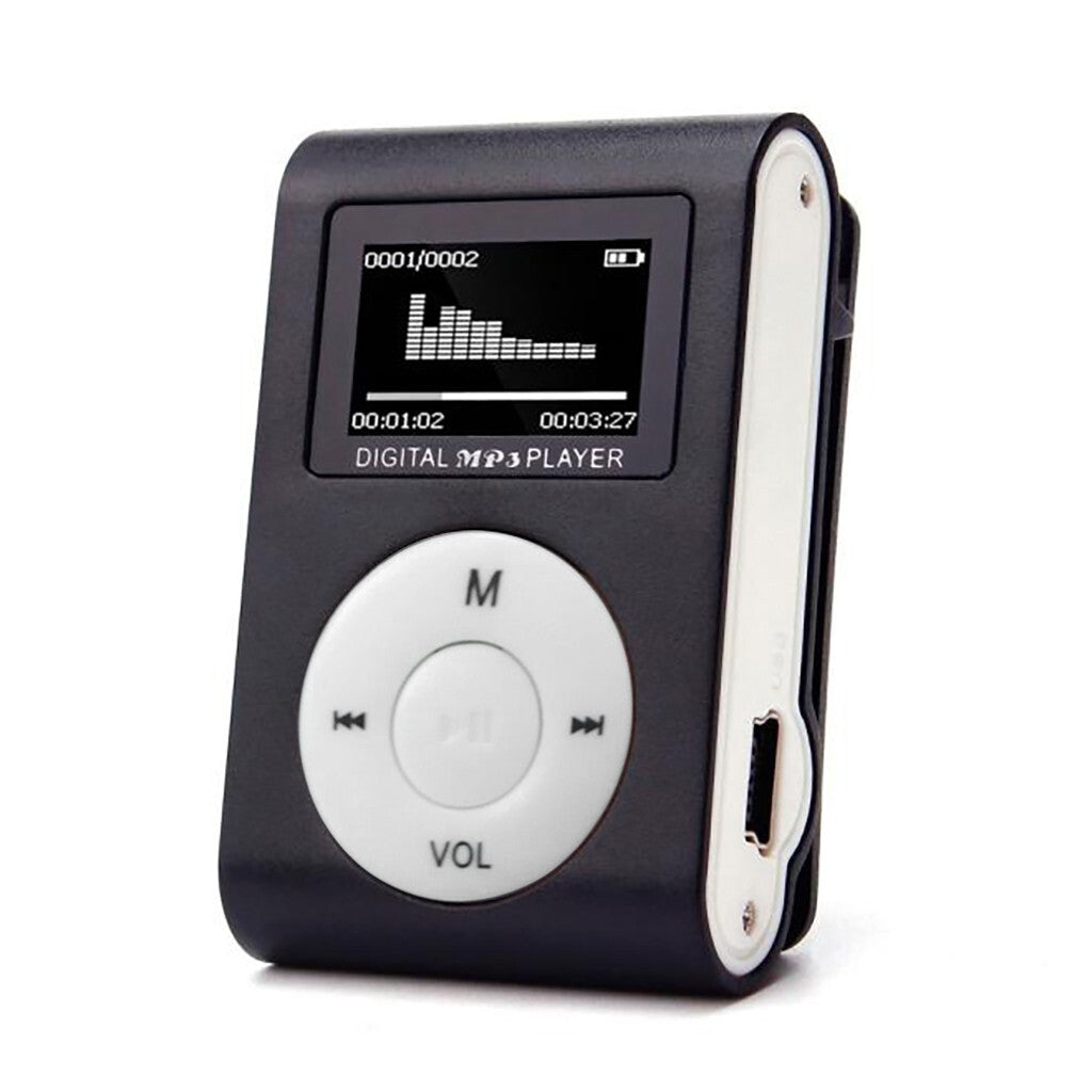 Mini Mp3 Player Display Clip Aluminium LCD Micro SD bis 32GB