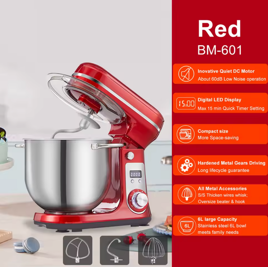 Biolomix 6L Küchenmaschine Standmixer Teigknetmaschine Küchenmixer mit Knethaken
