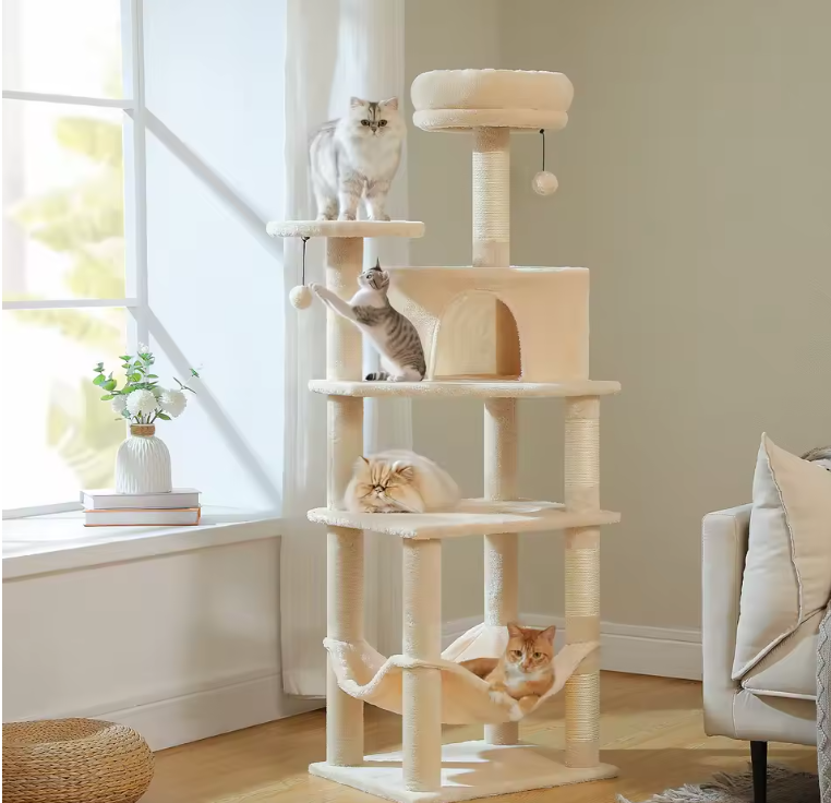 Kratzbaum XXL Katzenbaum Kletterbaum große Katzen 140 cm 5 Ebenen