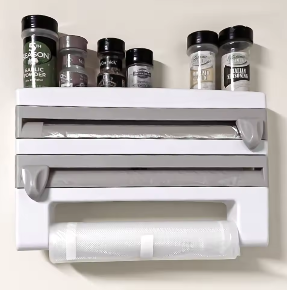 Küchenrollenhalter Wandrollenhalter Folienschneider 6-in-1  Aufbewahrung Küche