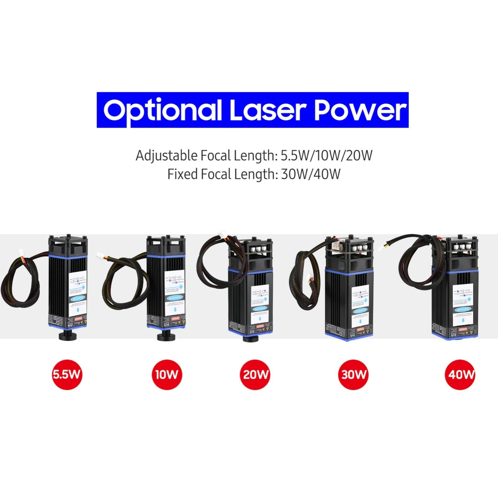 450nm 5,5W 10W 20W 30W 40W Laser Modul CNC Gravieren Schneiden Gravur Brennweite