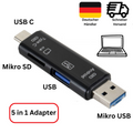 5 in 1 USB 3.0 Typ-C Kartenleser Speicherkartenleser Leser SD OTG Adapter Micro