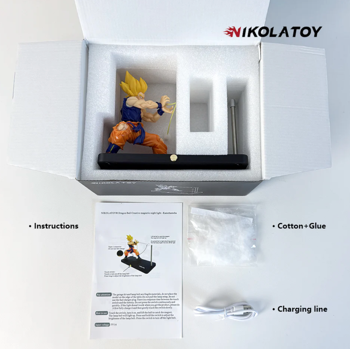 Nikolatoy Dragon Ball Son Goku Lampe Kamehameha Magnetisch LED Nachtlampe