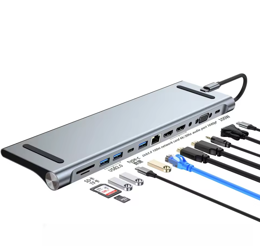 12-in-1 Dockingstation USB Hub Typ C  HDMI 4K Adapterdock für MacBook Laptop