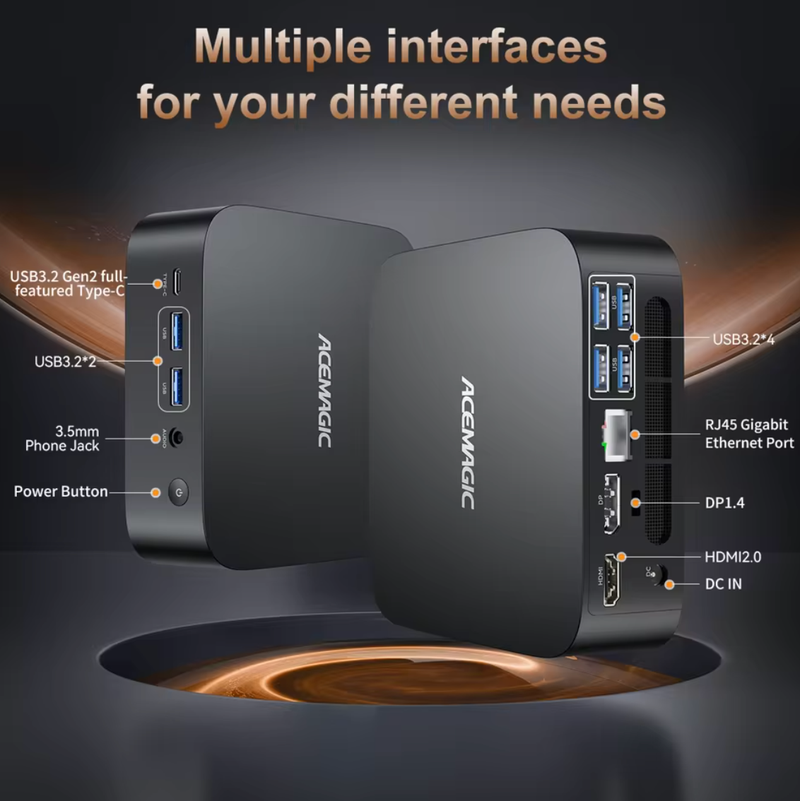 Acemagic K1 Mini PC 4K mit AMD Ryzen 5 7430U 16GB RAM 512GB M.2 SSD WiFi 6 Win11