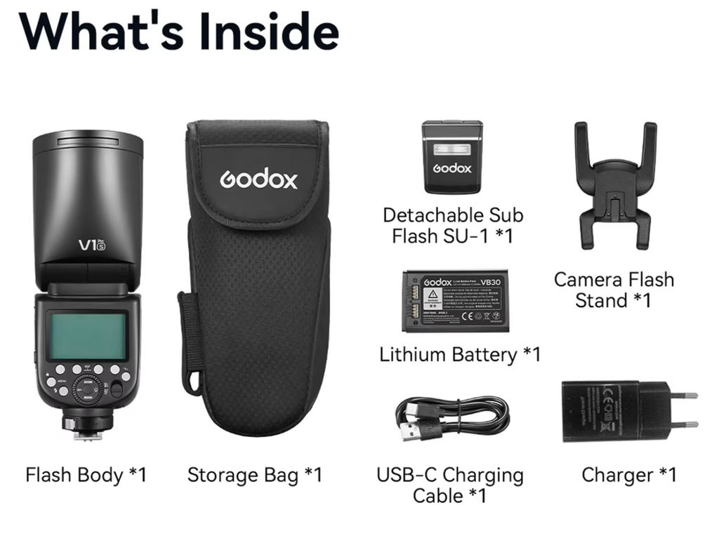Godox V1 Pro S 2.4G TTL Drahtloses Blitzgerät Kamerablitz für Sony Nikon Canon
