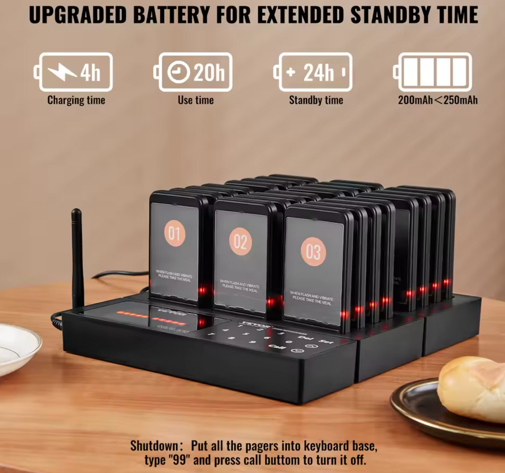 24x Pager System Restaurant Gäste Rufsystem bis 400m Reichweite