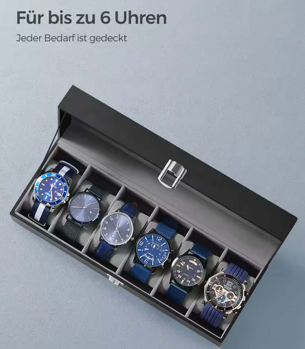 Uhrenbox 6 Uhren Uhrenkoffer Uhrentruhe Songmics Schatulle Glas Uhrenkasten