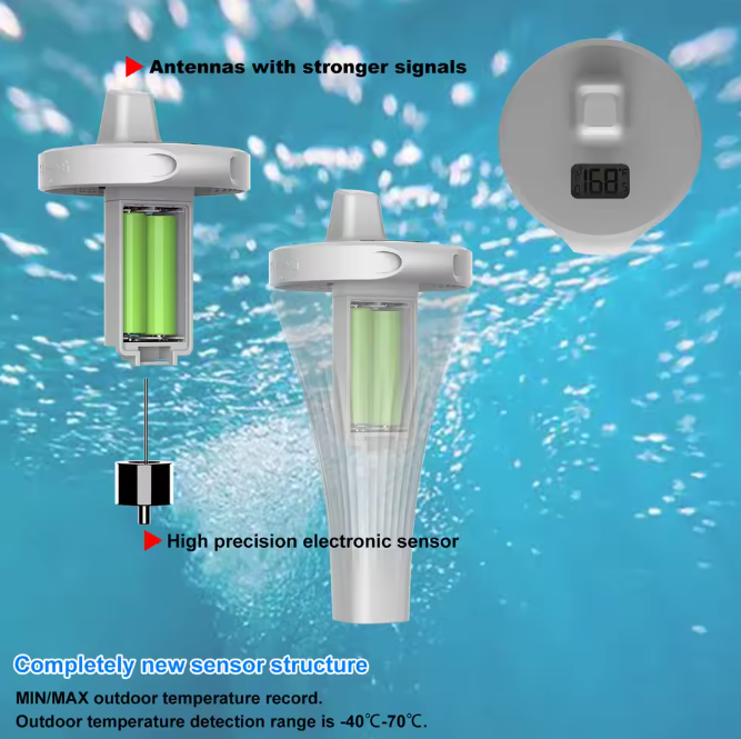 Pool Thermometer Funk Kabellos Wireless Digital Bildschirm Schwimmbad Aquarium