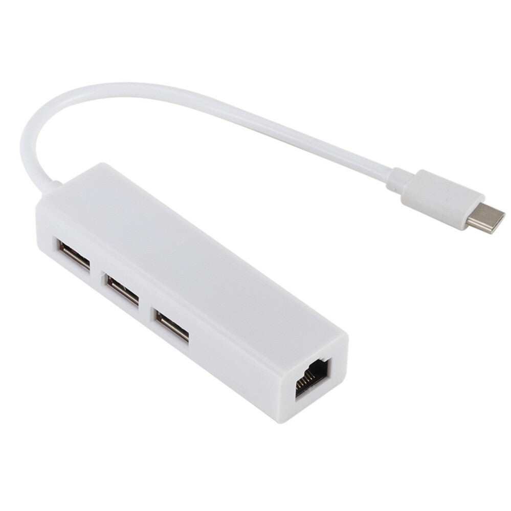 USB C auf 3 x USB A und RJ45 Ethernet Lan Adapter Hub USB-C Netzwerk Kabel Mac