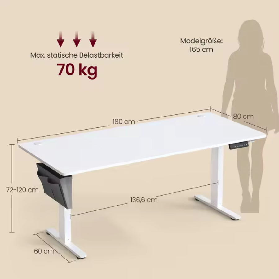Höhenverstellbarer Schreibtisch Bürotisch elektrisch 4 fach Memory Funktion