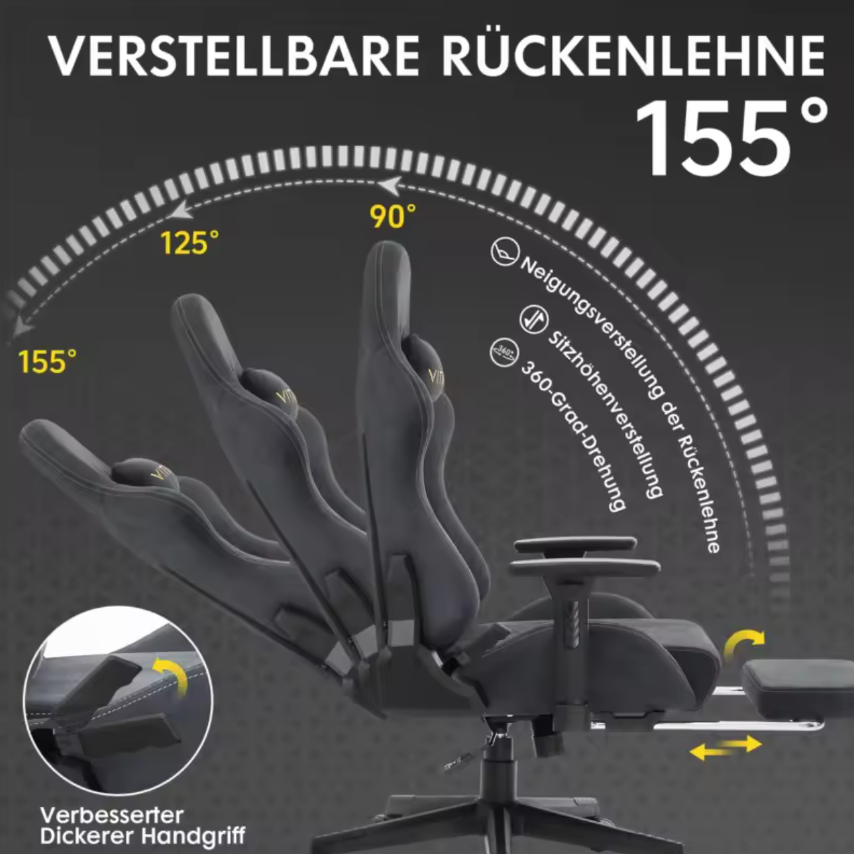 Gamingstuhl Bürostuhl Schreibtischstuhl Computerstuhl Lederimitat Ergonomisch