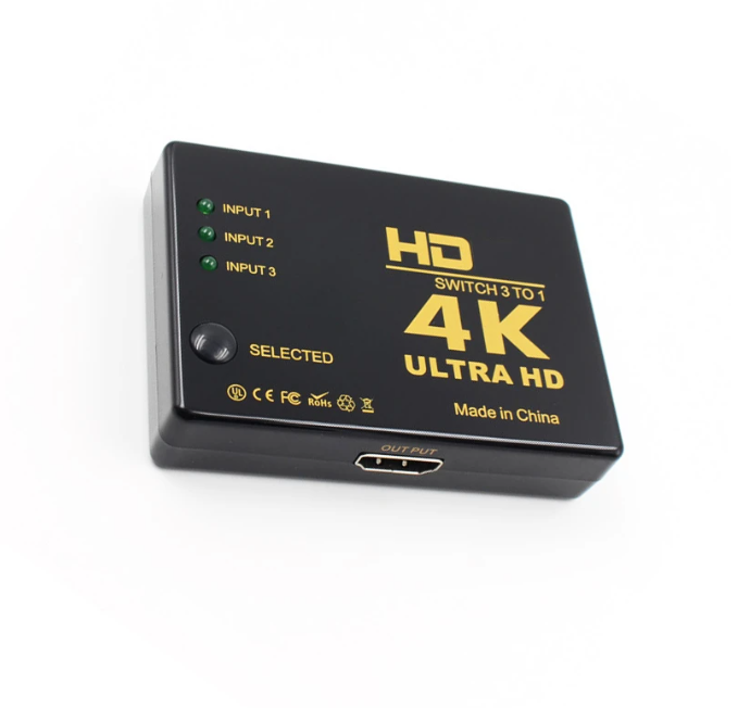 HDMI Switch Splitter 4K Kabel 3in1 Umschalter Verteiler Adapter Ultra HDCP 3D